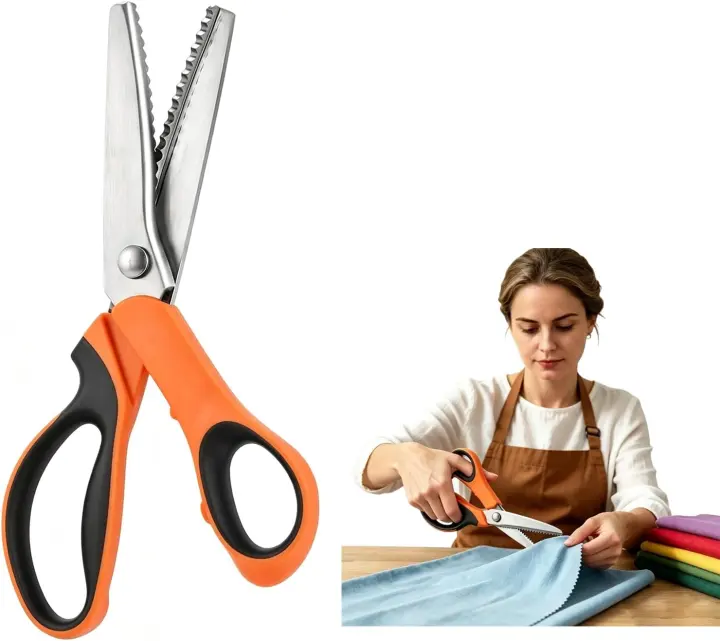 Pinking Shears — Zigzag Fabric Scissors with Ergonomic Grip