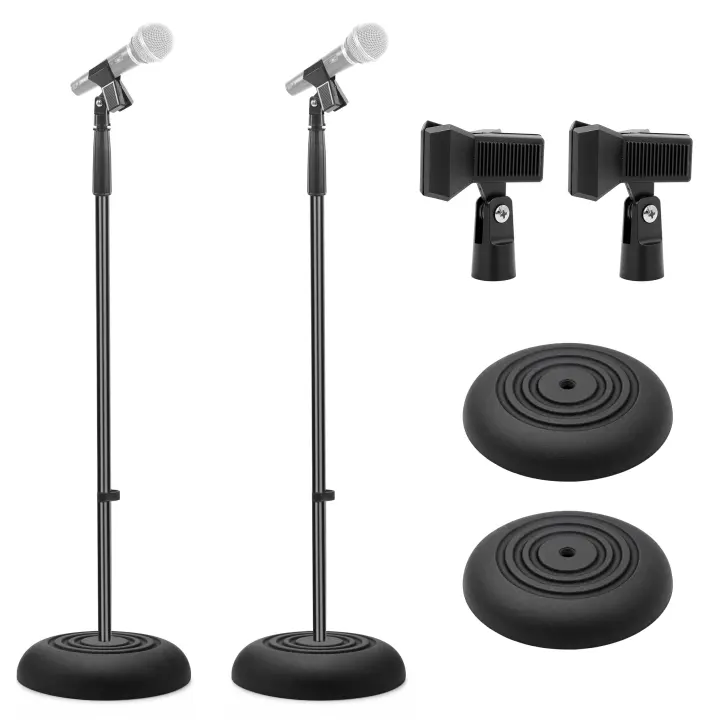 Pyle Adjustable Microphone Stands (Pair) — Compact Floor Stands