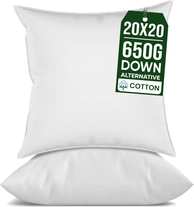 raajsee 20x20 Pillow Inserts Set of 2 — Plush Sofa & Couch Inserts