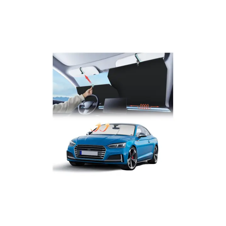 Retractable Auto Windshield Sunshade — Adjustable, Reflective, Double-Layer