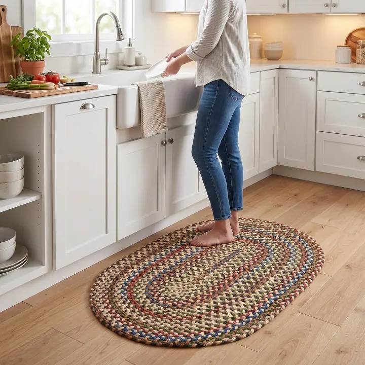 Roxbury Braided Indoor/Outdoor Oval Rug — American-Made 2' x 3' (Taupe Multi)