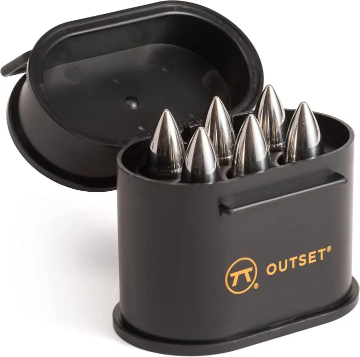 Stainless Steel Bullet Whiskey Chillers — 6-Piece Set with Case