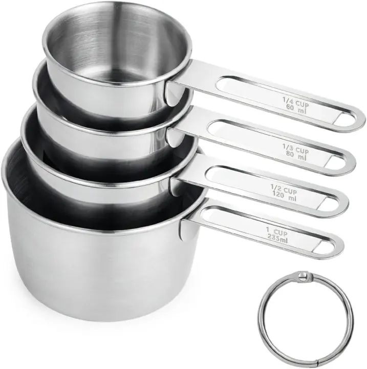 Stainless Steel Measuring Cups Set of 4 — Metal Baking & Liquid Cups