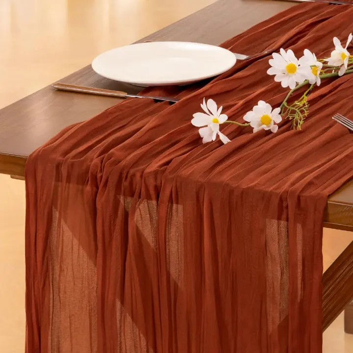Terracotta Cheesecloth Table Runner — 35 x 120in Boho Wedding & Thanksgiving
