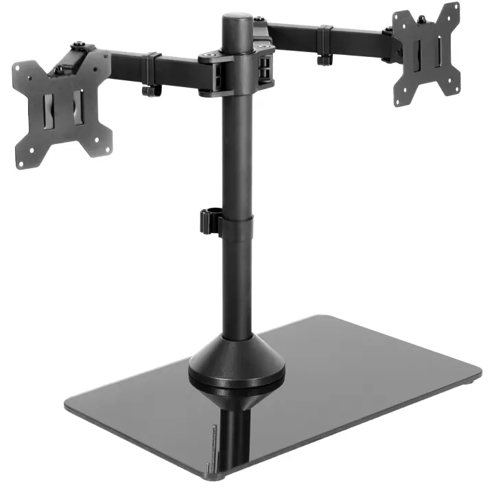 VIVO Freestanding Dual Monitor Stand with Glass Base — Dual Screen Mount