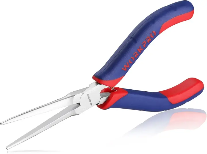 WORKPRO 6" Needle Nose Pliers — Smooth-Jaw Mini Long Nose with Comfort Grip