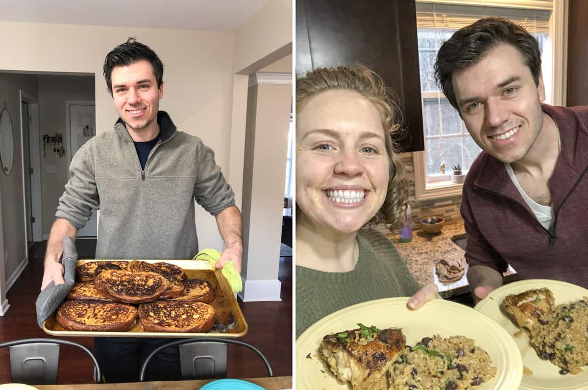 Piatti gourmet con cosce di pollo e riso in un forno olandese
