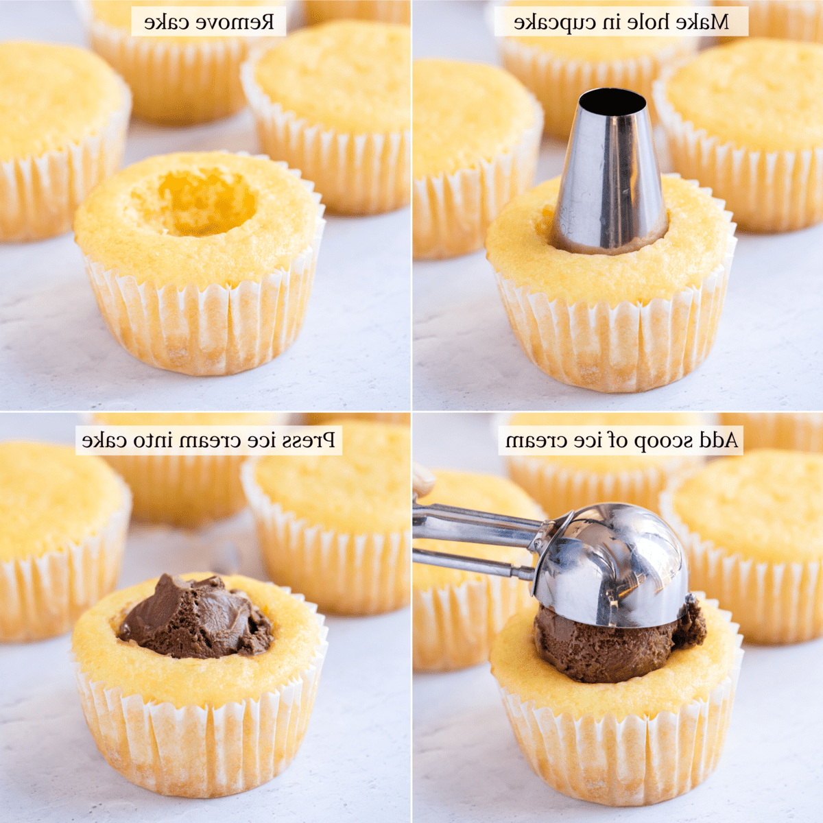 how to make a hole in a cupcake collage