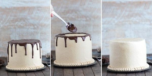 Questa ricetta di torta al cioccolato e burro di arachidi è STUPEFACENTE! Torta al cioccolato abbinata a crema al burro di arachidi e ricoperta di ganache al cioccolato.