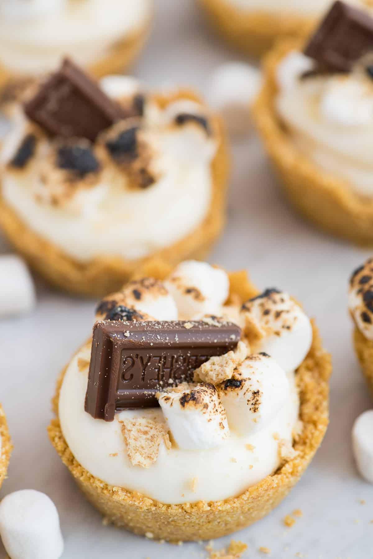 Variazioni e decorazioni di Mini Cheesecake S'mores con diversi topping