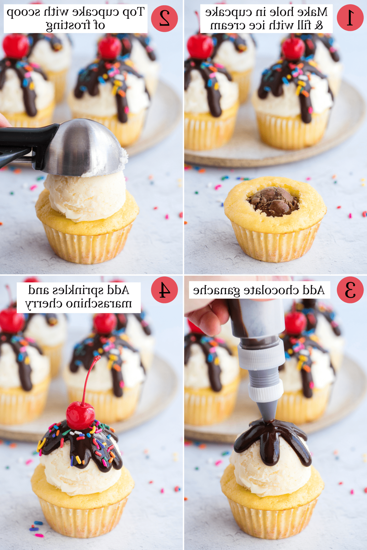 how to assemble ice cream cupcakes collage