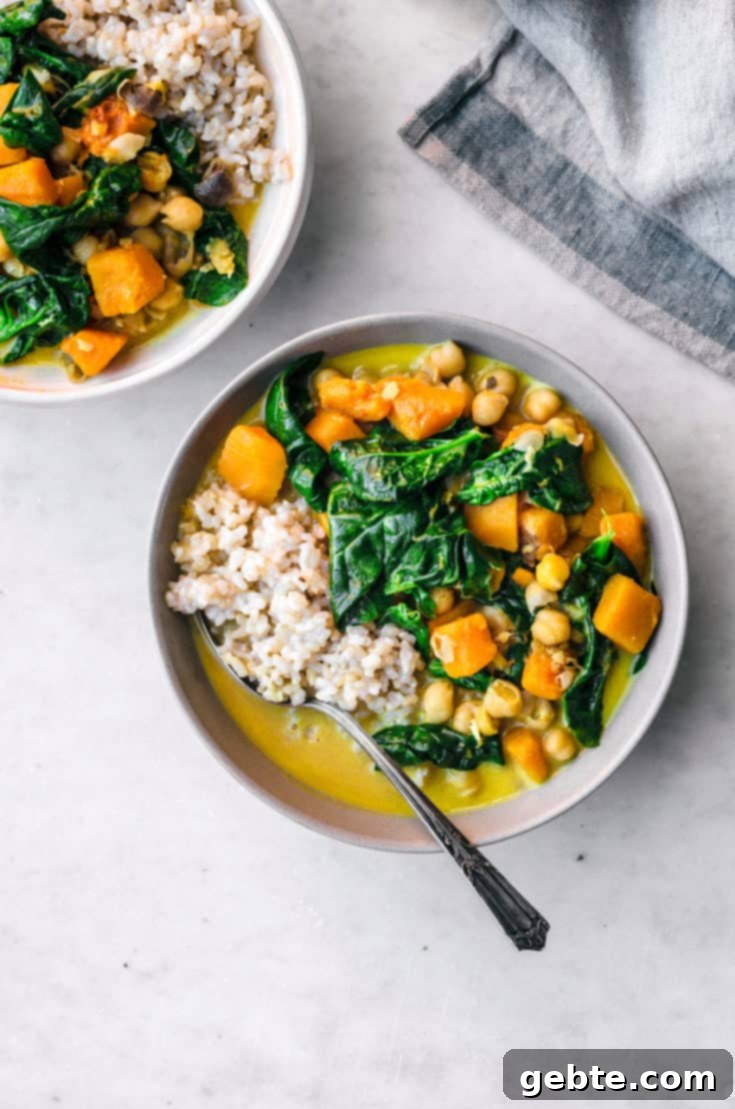 Vegan κάρυ κολοκύθας με ρεβίθια