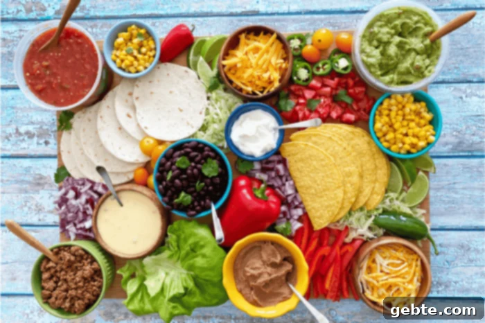 16 Γιορτινές Συνταγές για το Cinco de Mayo 5 Συστατικά μεξικάνικου φαγητού σε ένα Τακό Μπορντ.