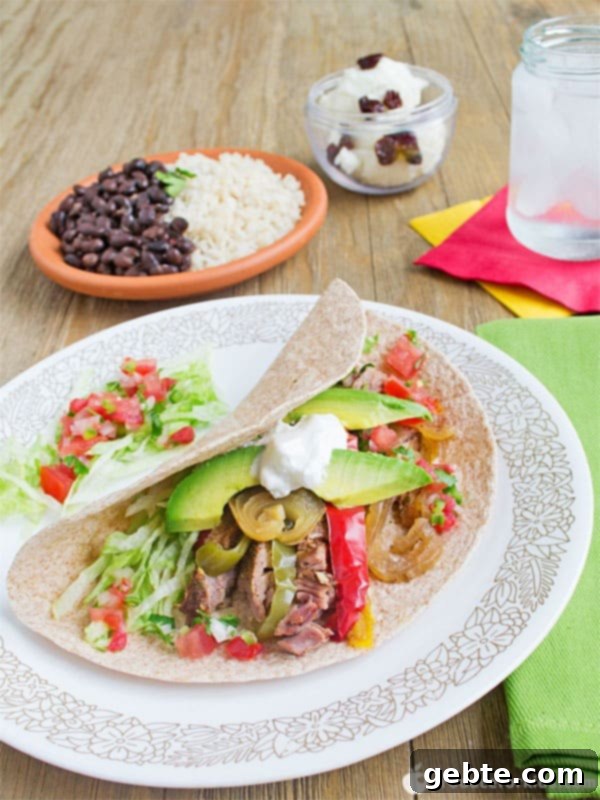 Fajitas μπριζόλας στην αργή κουζίνα