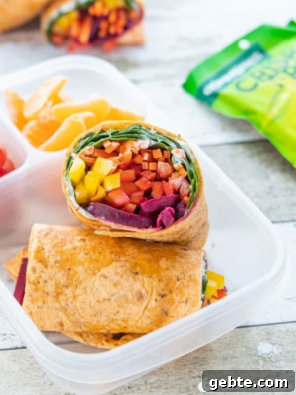 Wraps Λαχανικών Ουράνιο Τόξο με πολύχρωμα λαχανικά.