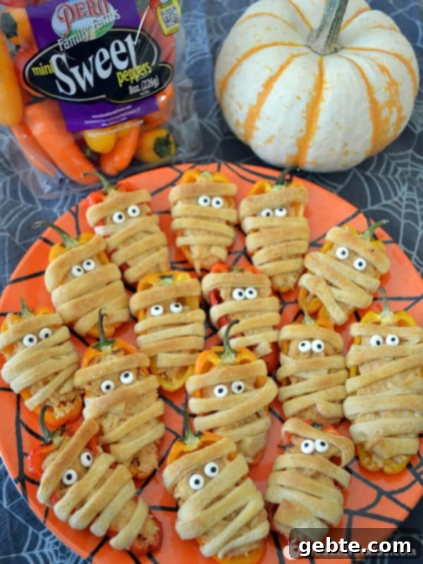 Μούμιες από πιπεριές γεμιστές με τάκο για Halloween