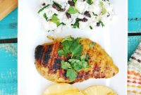 Grilled Island Lime Chicken with Cilantro Coconut Rice & Beans