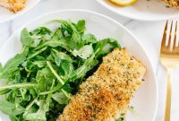 Hummus-Crusted Salmon with Lemon Arugula Salad Recipe
