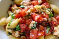 Bruschetta Pasta Salad with Tomato, Basil & Mozzarella