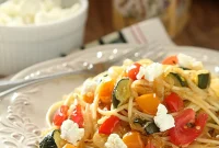 Roasted Vegetable Pasta with Creamy Goat Cheese Sauce