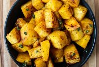 Crispy Roasted Rutabaga with Garlic and Herbs