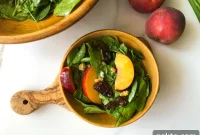Peach, Date & Spinach Salad with Goat Cheese and Toasted Almonds
