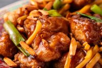 Crispy Almond Chicken Stir-Fry with Garlic Soy Glaze