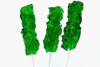 Midori Melon Sour Jello Shooters Topped with Rock Candy