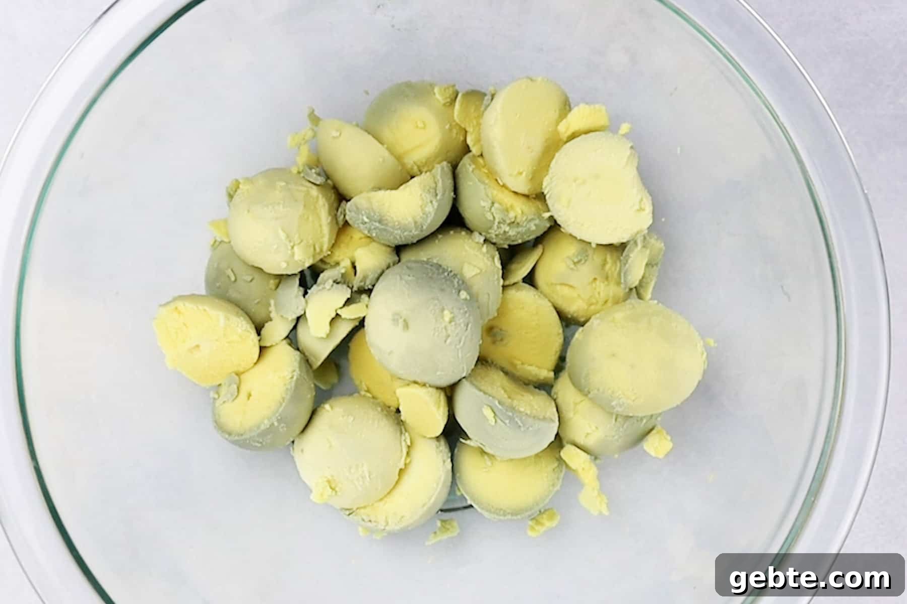 hard boiled egg yolks in bowl