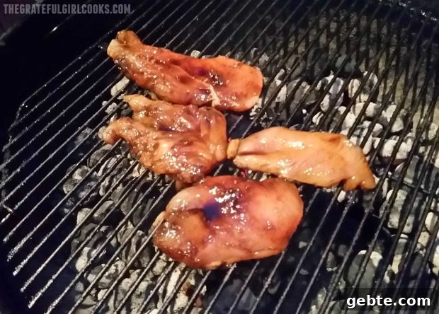 Grilling the teriyaki chicken