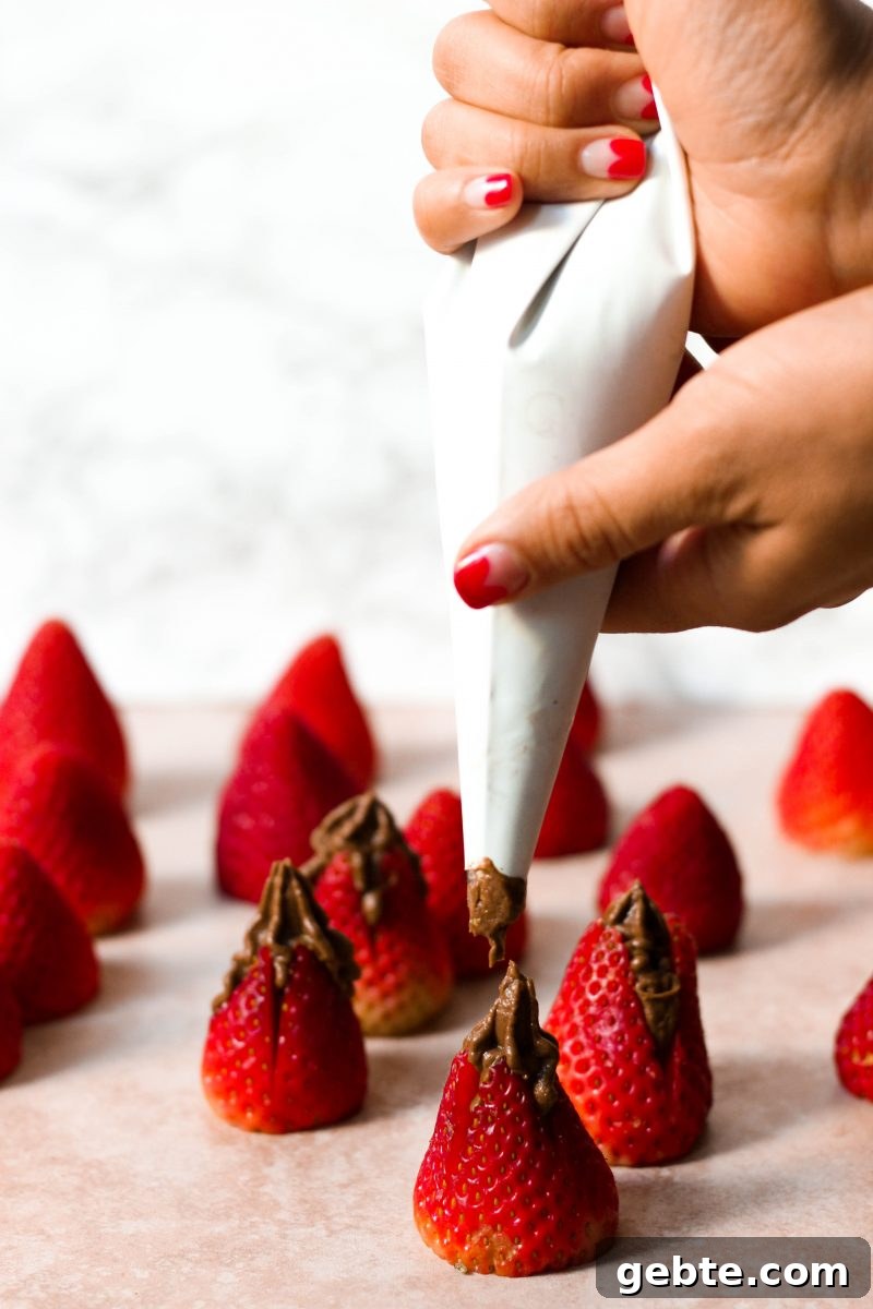Paleo Chocolate Mousse Stuffed Strawberries