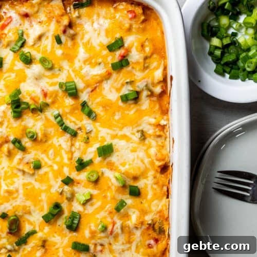 Casserole in a white dish on a light counter.