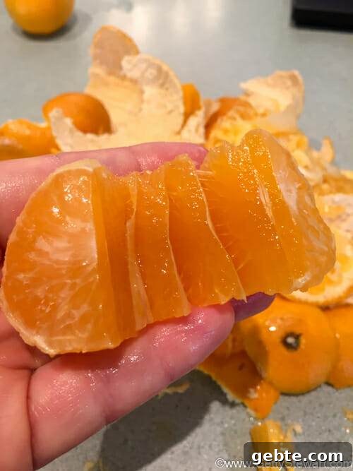 cut out core of mandarin