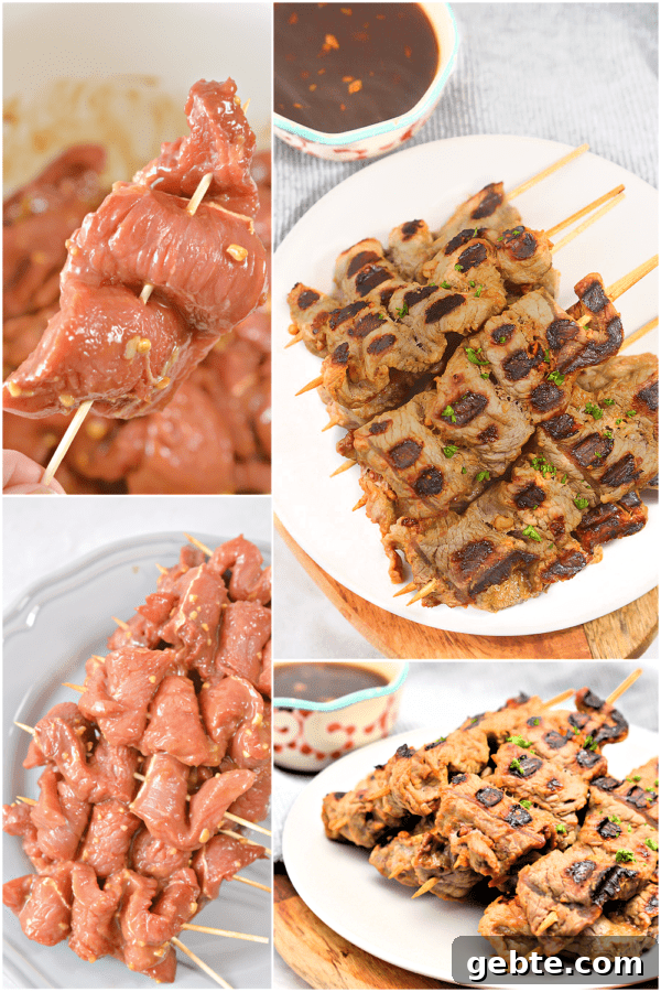 a plate of beef teriyaki skewers cooked and raw.