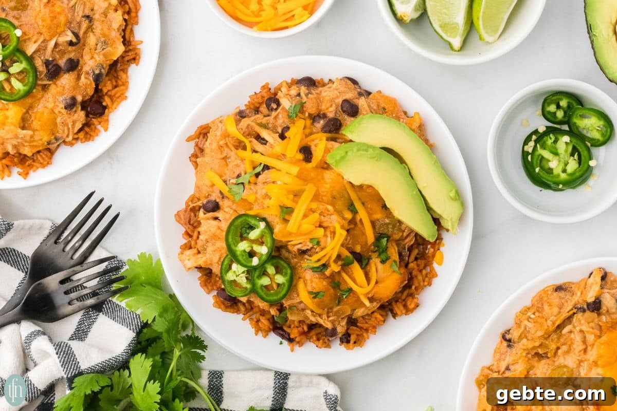 a plate of chicken slow cooker enchiladas with its ingredients on the side.