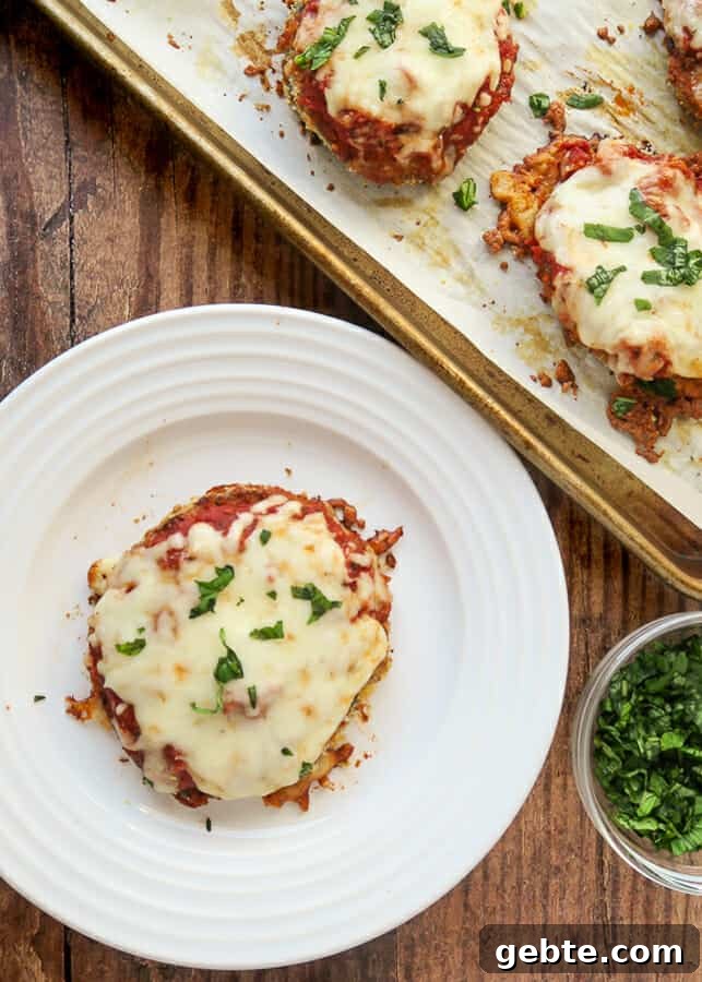 Crispy Eggplant Parmesan {No-Fry, Baked, Easy Recipe}