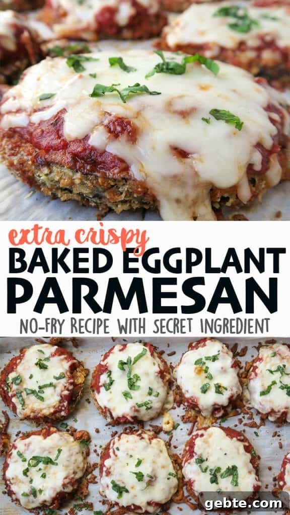 Crispy Eggplant Parmesan {No-Fry, Baked, Easy Recipe}