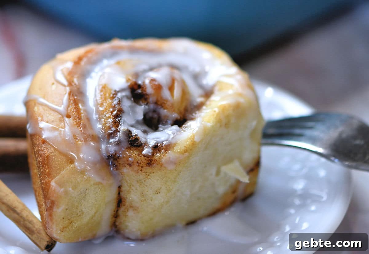 single Hawaiian bread cinnamon roll on a white round plate