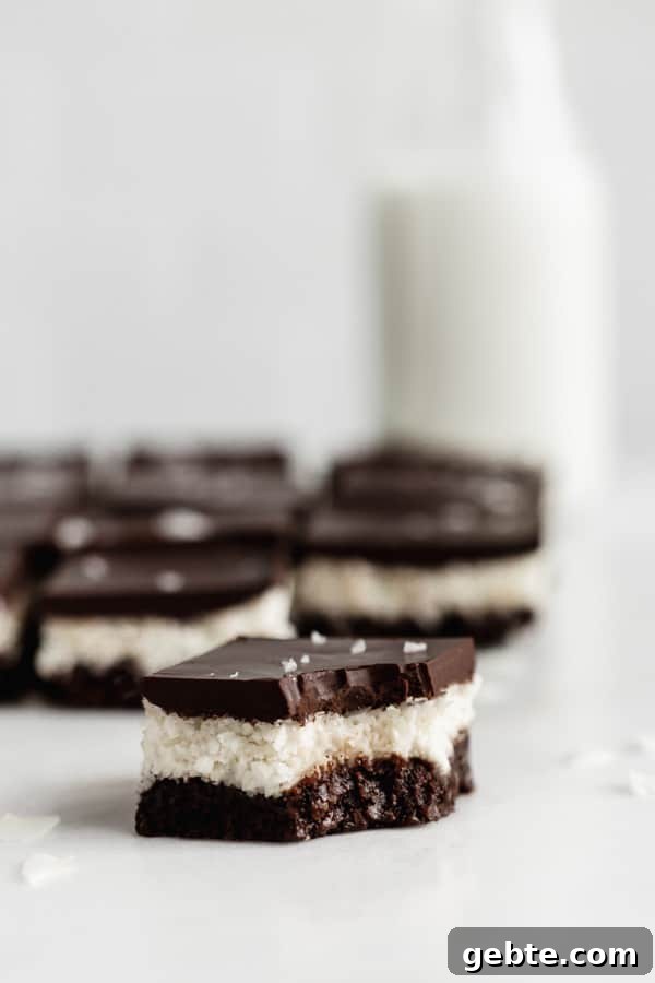 no bake chocolate coconut brownies in a marble board