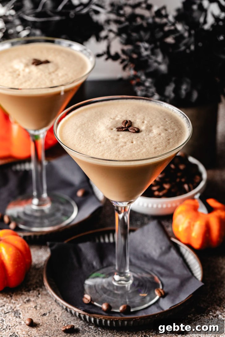 Pumpkin Spice Espresso Martini Recipe for Fall Cocktails 2 Coffee flavored pumpkin spice martini.