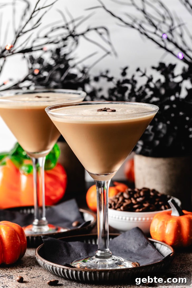 Pumpkin Spice Espresso Martini Recipe for Fall Cocktails 6 Two pumpkin spice espresso martinis.