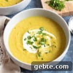 Curried Parsnip and Apple Soup Recipe for Cozy Fall Meals 11 A bowl of curried parsnip and Bramley apple soup.