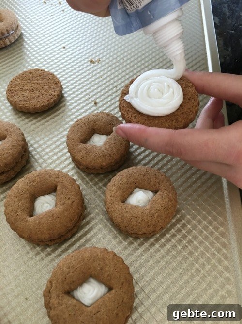 Adding the frosting layer.