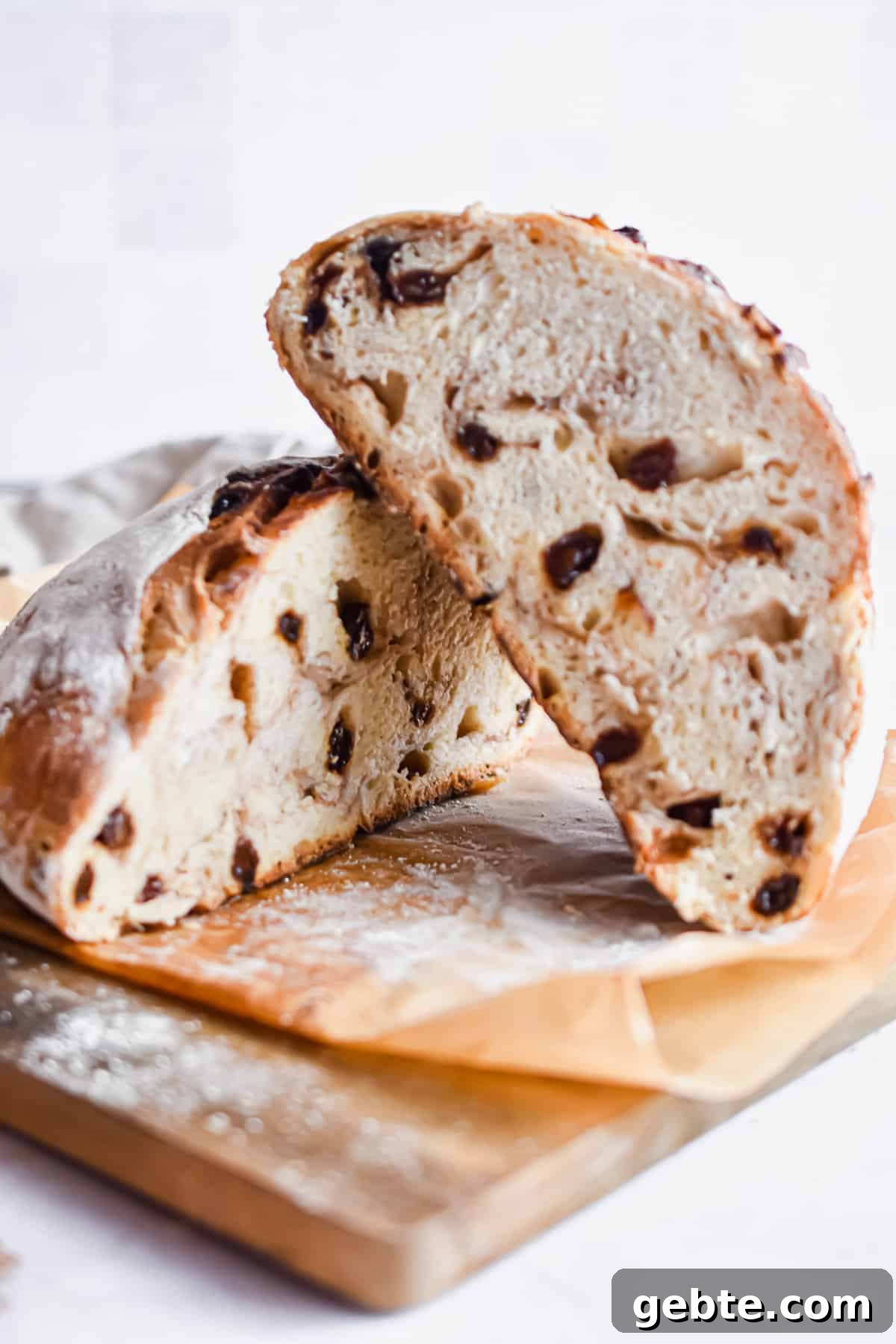 A half of the bread is on the other half of the bread.