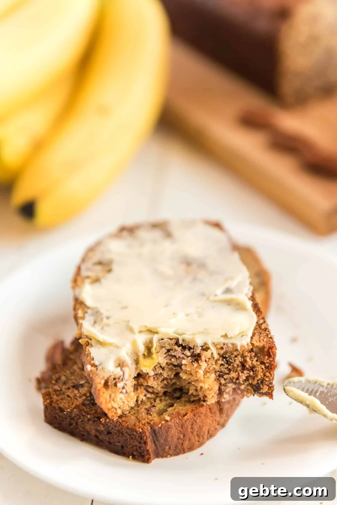 Buttered banana bread.