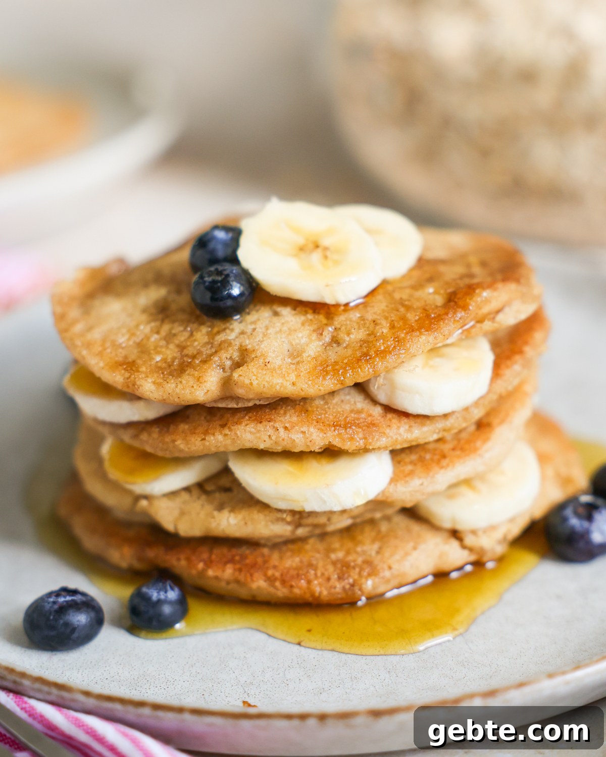 Fluffy Oat Flour Pancakes: Light, Tender Morning Stack 2 Stack of oat flour pancakes.