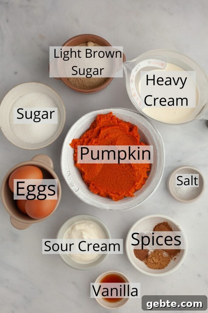 Graham Cracker Crust Pumpkin Pie Recipe for Autumn Celebrations 3 All the ingredients needed to make a pumpkin pie, weighed out into small bowls.