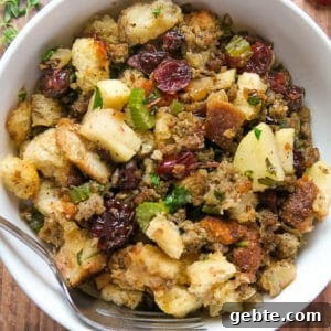 Sausage, Apple & Cranberry Stuffing with Fresh Herbs 13 Sausage Stuffing {with Apples, Cranberries, and Herbs}