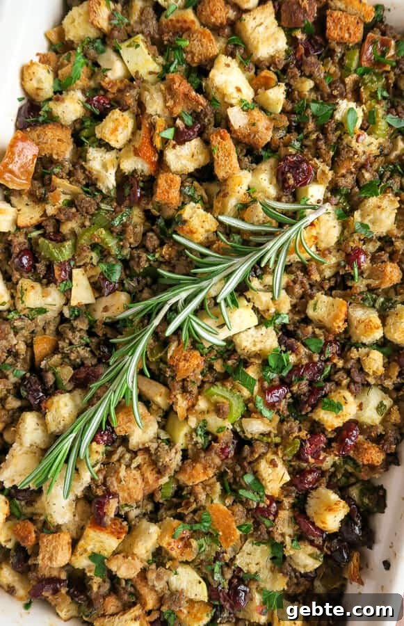 Sausage, Apple & Cranberry Stuffing with Fresh Herbs 5 img 1343 4