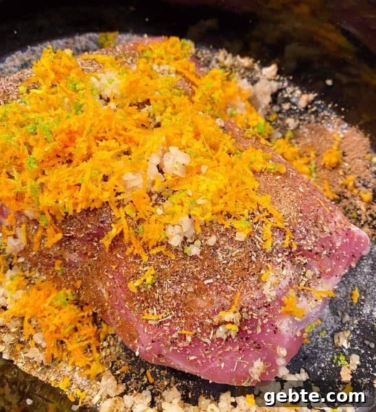 Pork Roast topped with citrus zest